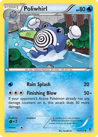 Poliwhirl 016/111  - Reverse Holofoil XY  Furious Fists - Uncommon