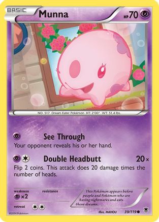 Munna 039  - Reverse Holofoil XY  Phantom Forces - Common