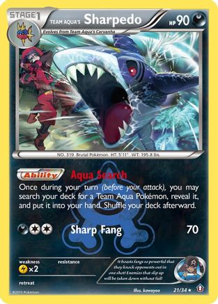 Team Aqua's Sharpedo 021  - Reverse Holofoil Double Crisis - Holo Rare