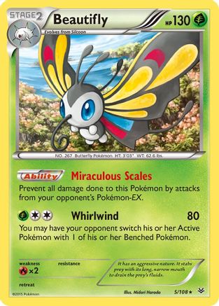 Beautifly 005  - Holofoil XY  Roaring Skies - Holo Rare