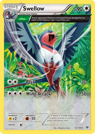 Swellow (72 Delta) (72 Delta) 072  - Reverse Holofoil XY  Roaring Skies - Holo Rare