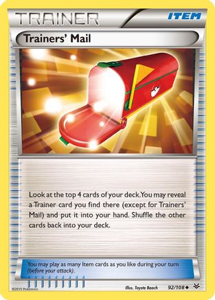 Trainers' Mail 092  - Reverse Holofoil XY  Roaring Skies - Uncommon