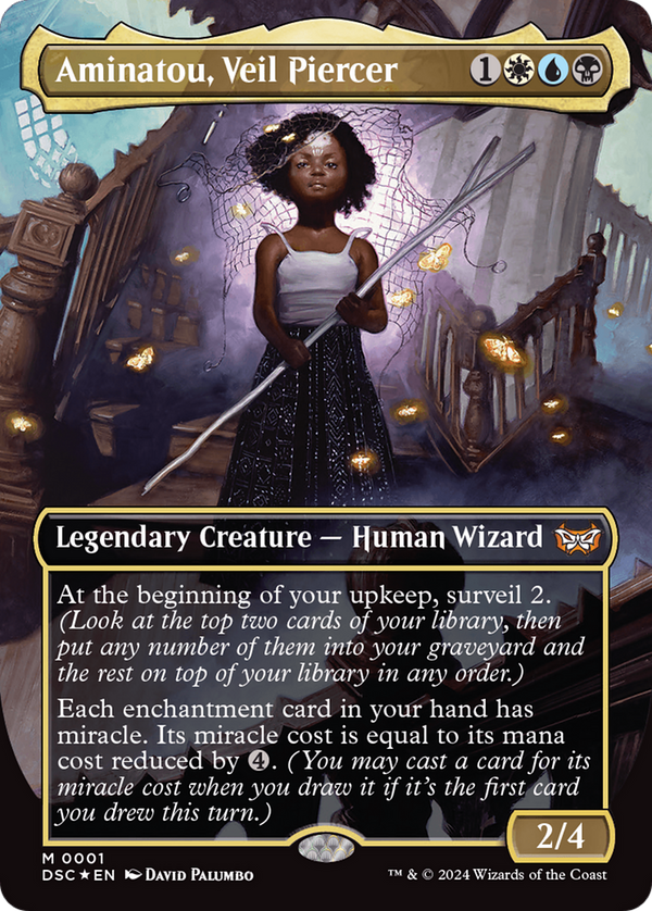 Aminatou, Veil Piercer (Borderless) (DSC-001) - Duskmourn: House of Horror Commander