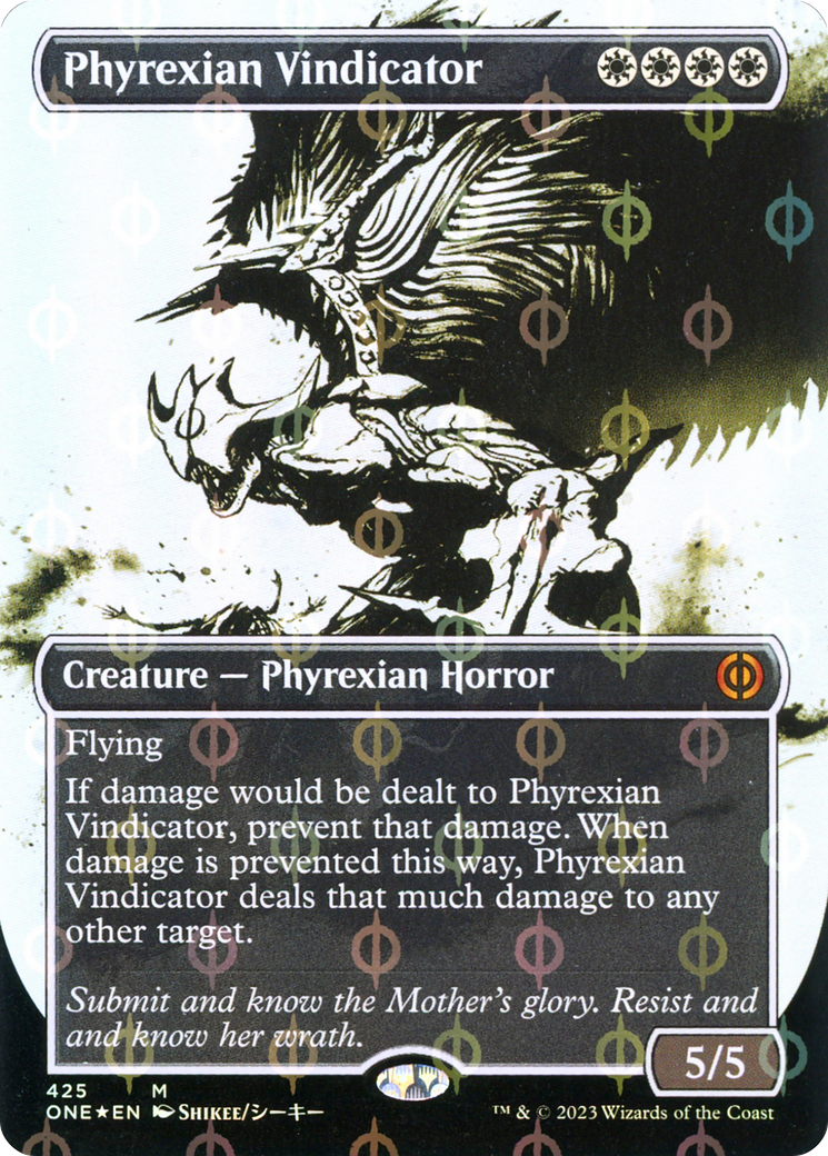 Phyrexian Vindicator (Showcase) (Step-and-Compleat Foil) (ONE-425) - Phyrexia: All Will Be One: (Showcase) (Borderless) Foil