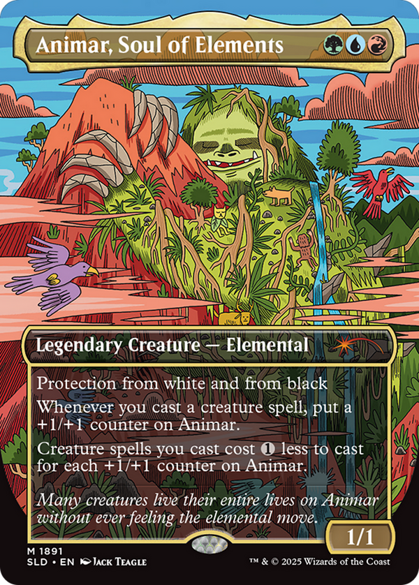 Animar, Soul of Elements (Rainbow Foil) (SLD-1891) - Secret Lair Drop (Borderless) Foil
