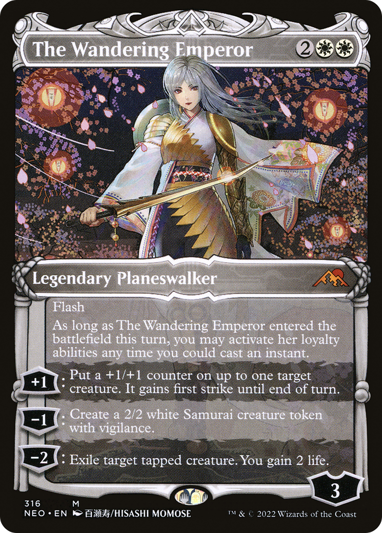 The Wandering Emperor (Showcase) (NEO-316) - Kamigawa: Neon Dynasty: (Showcase) Foil