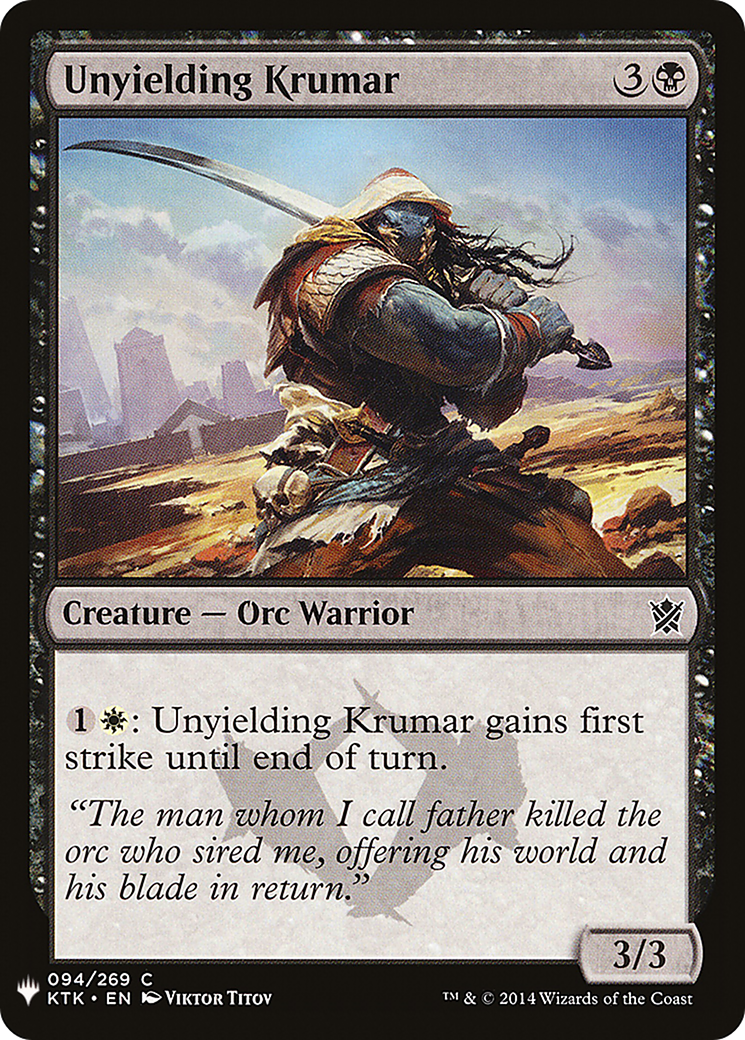 Unyielding Krumar (LIST-094) - The List
