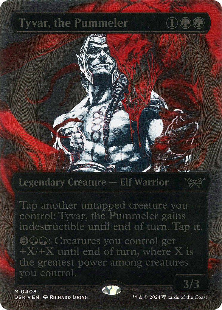 Tyvar, the Pummeler (Showcase) (Textured Foil) (DSK-408) - Duskmourn: House of Horror: (Showcase) (Borderless) Foil