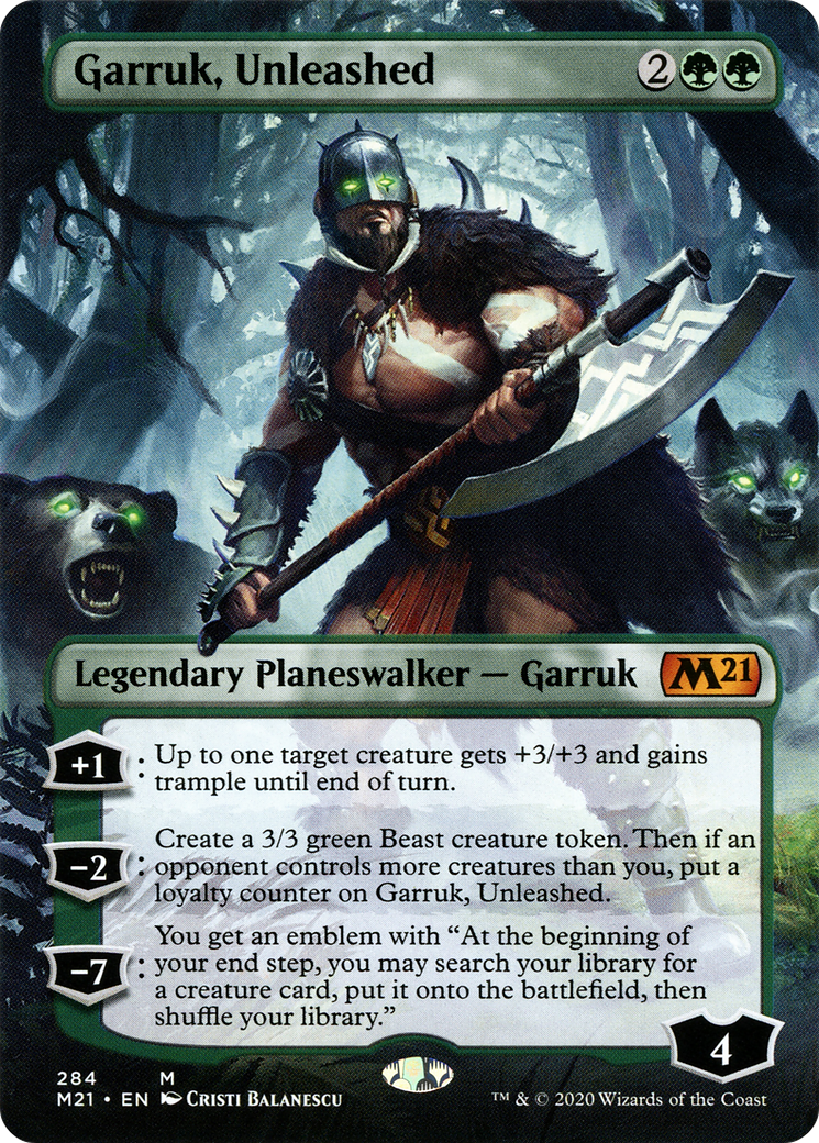 Garruk, Unleashed (Borderless) (M21-284) - Core Set 2021 Foil