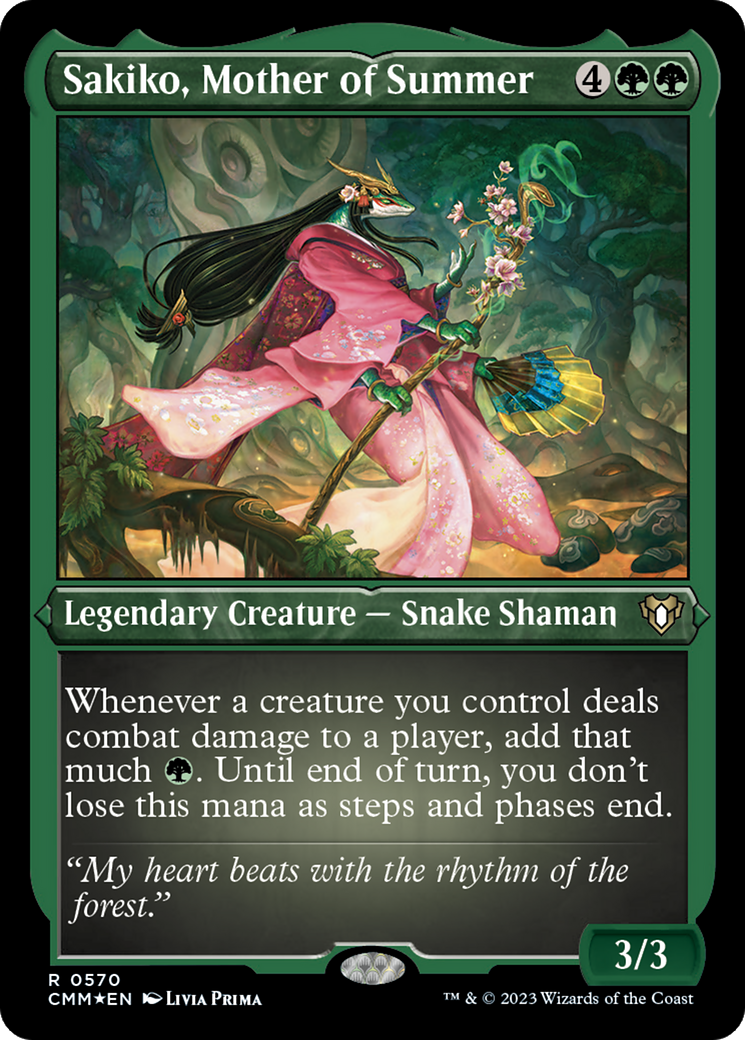 Sakiko, Mother of Summer (Foil Etched) (CMM-570) - Commander Masters Foil
