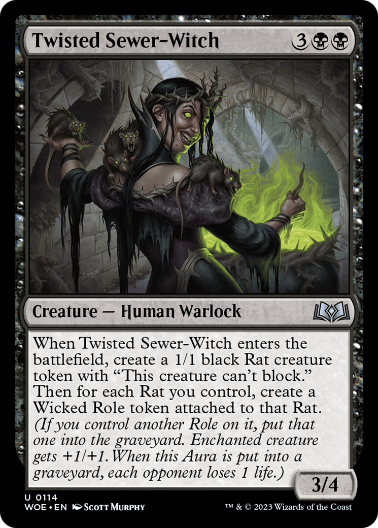 Twisted Sewer-Witch (WOE-114) - Wilds of Eldraine Foil