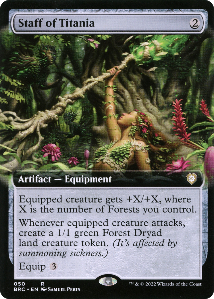 Staff of Titania (Extended Art) (BRC-050) - The Brothers' War Commander: (Extended Art) Foil