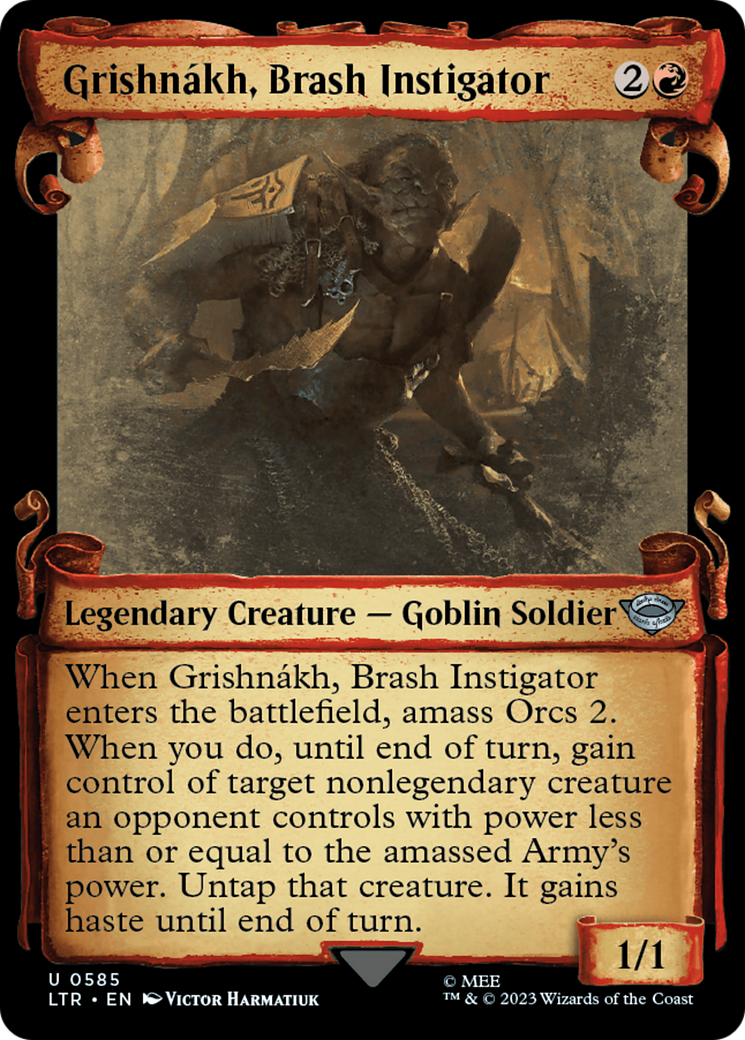 Grishnakh, Brash Instigator (Showcase Scrolls) (LTR-585) - The Lord of the Rings: Tales of Middle-earth: (Showcase) Foil