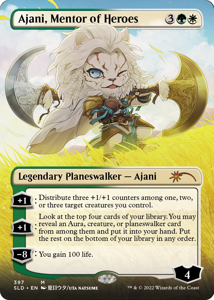 Ajani, Mentor of Heroes (Borderless) (SLD-397) - Secret Lair Drop Foil