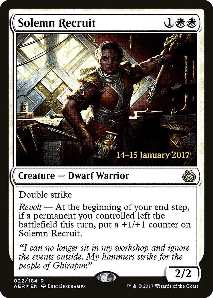 Solemn Recruit (PRE-022) - Aether Revolt Promos Foil