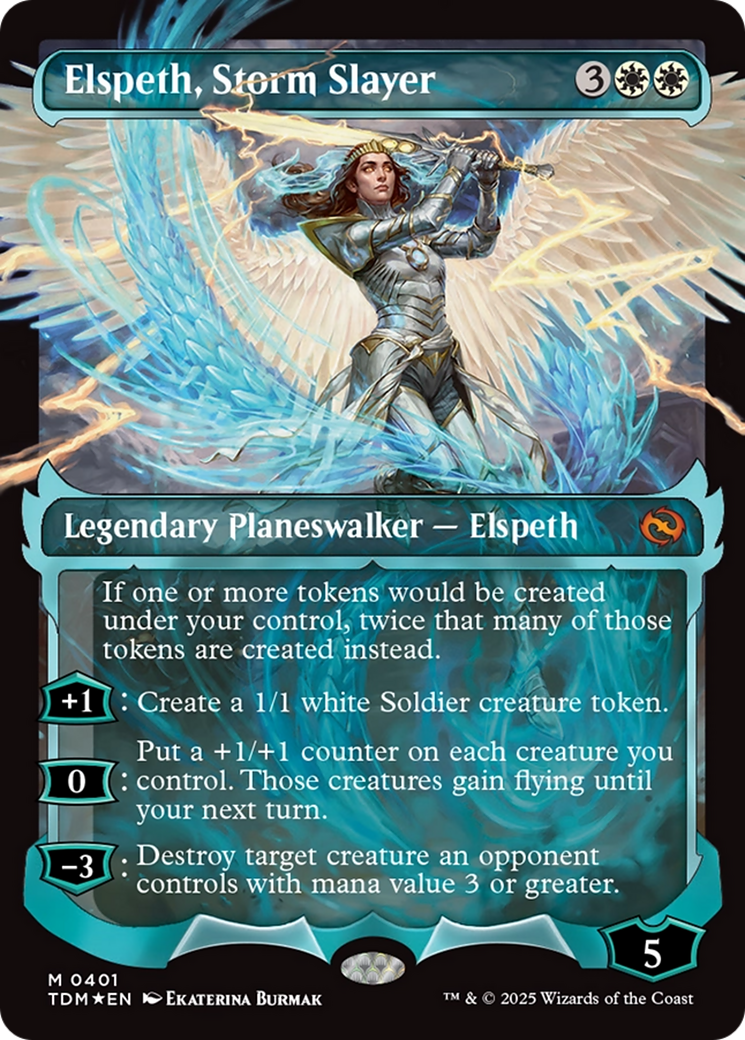 Elspeth, Storm Slayer (Showcase) (TDM-401) - Tarkir: Dragonstorm: (Showcase) (Borderless) Foil